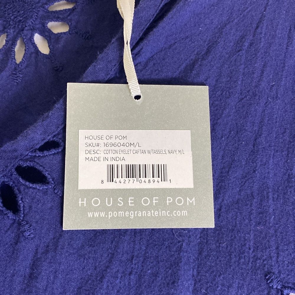 House Of Pom M/L dark blue caftan, cover up , dress with cut out flowers - Picture 7 of 8